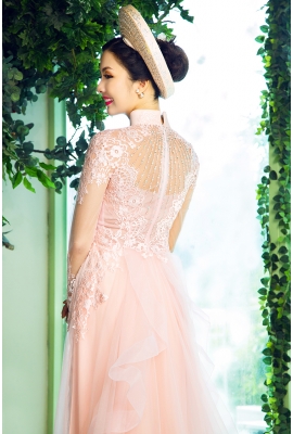 AO DÀI CƯỚI MÀU HỒNG PASTEL 