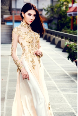 ÁO DÀI CƯỚI MÀU NUDE
